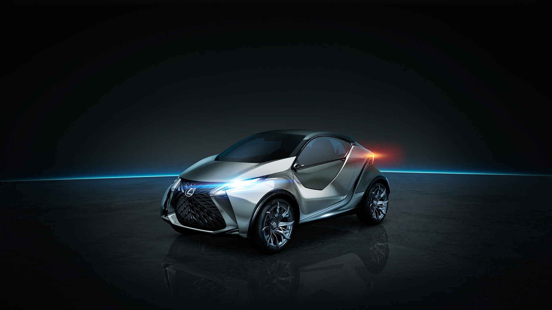Side profile view of the Lexus LF-SA concept vehicle in a studio setting